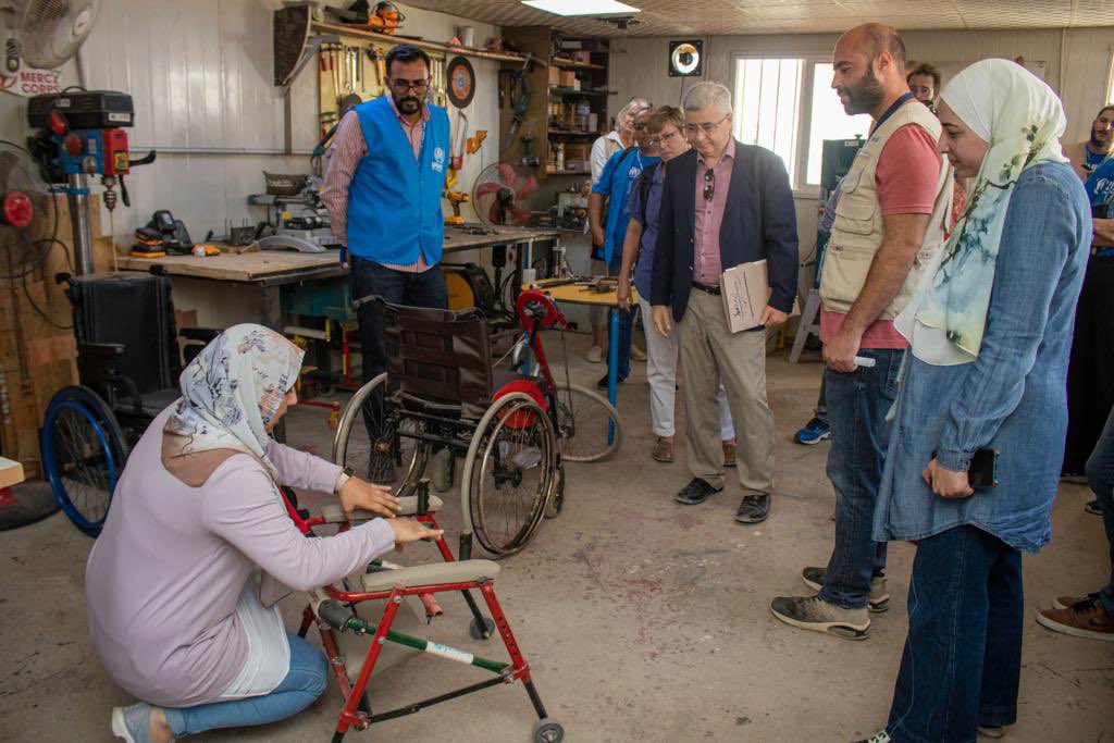 The Special Rapporteur visits a repair shop of wheelchairs and mobility devices in Jordan