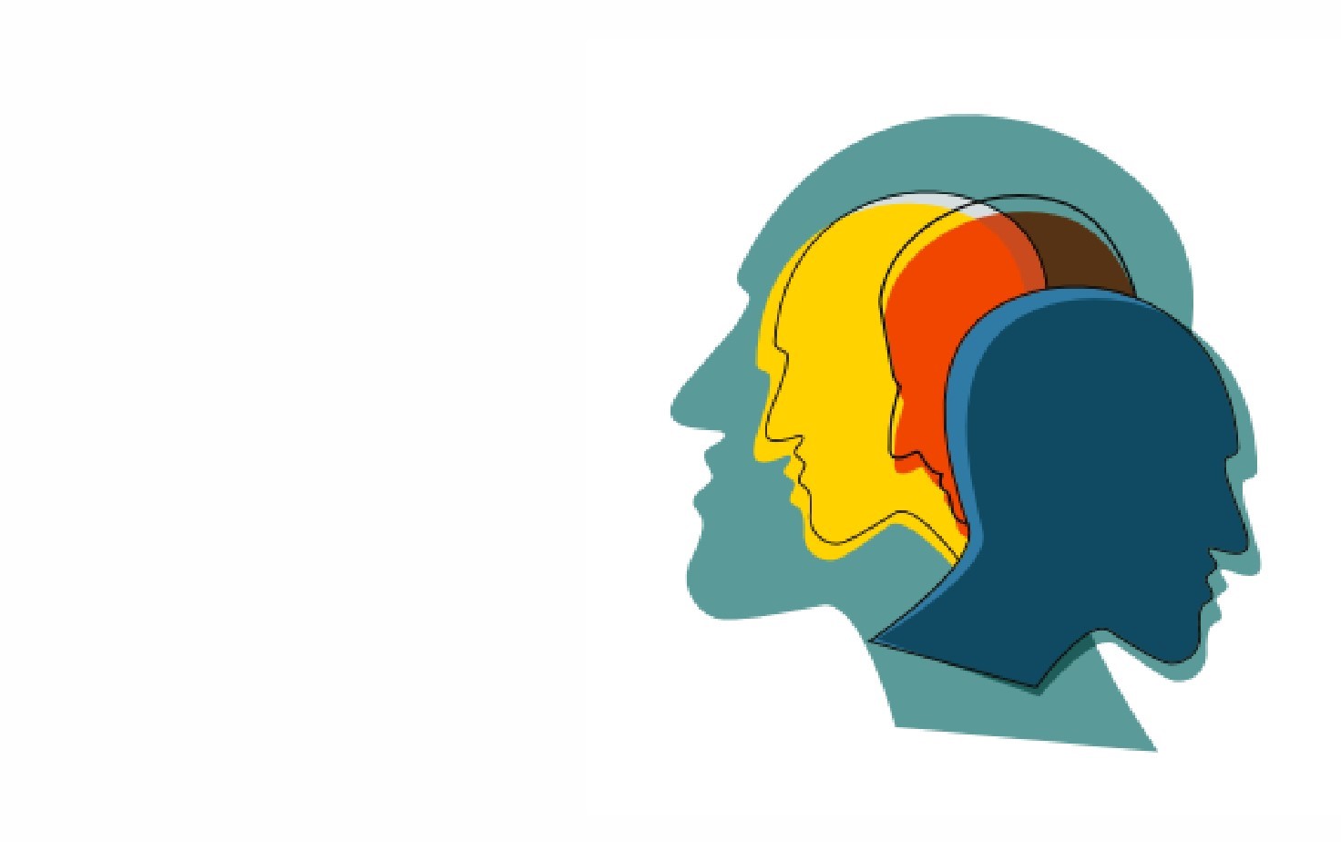 art depicting heads in different colors.